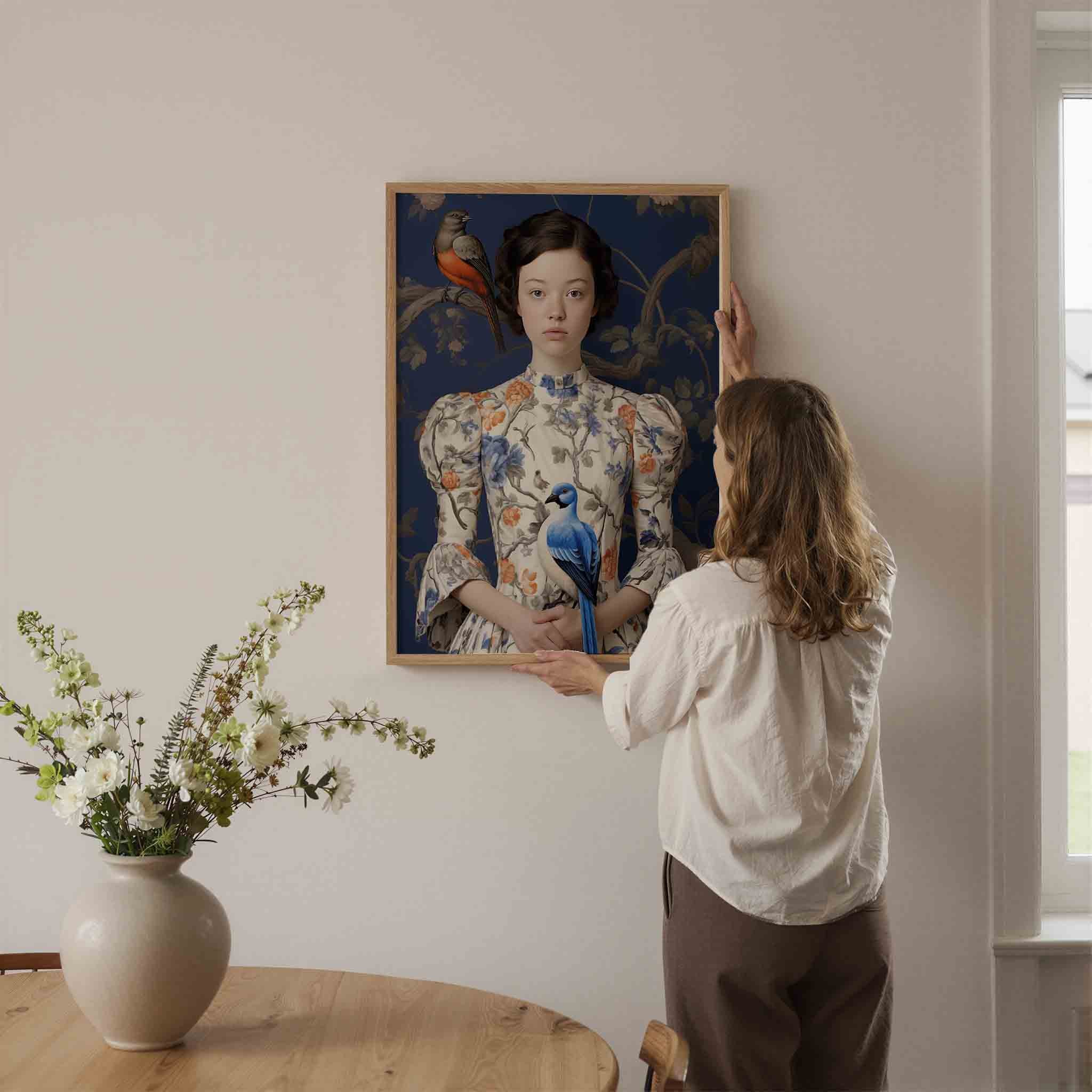 Meisje met vogels Poster