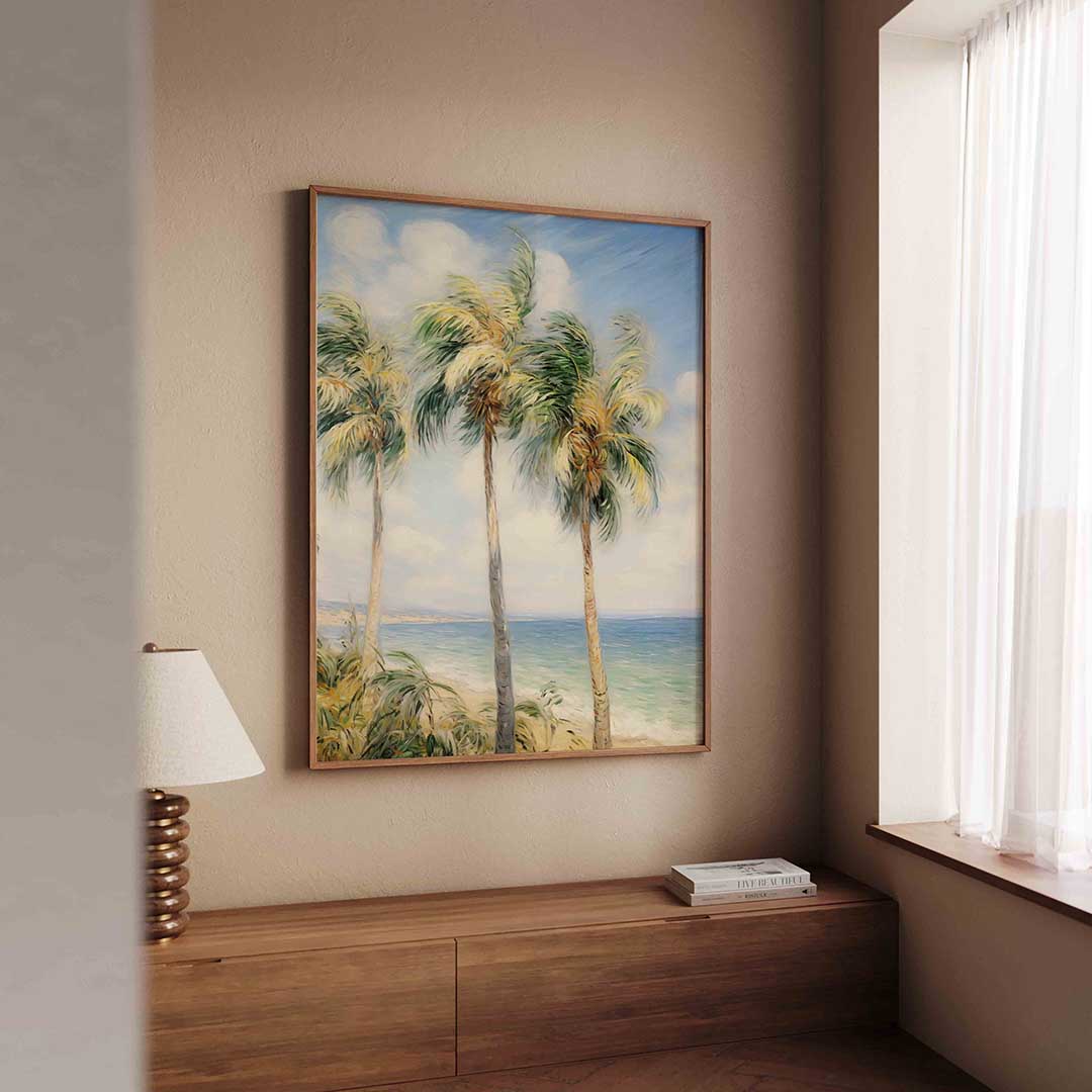 Palmbomen aan zee Poster