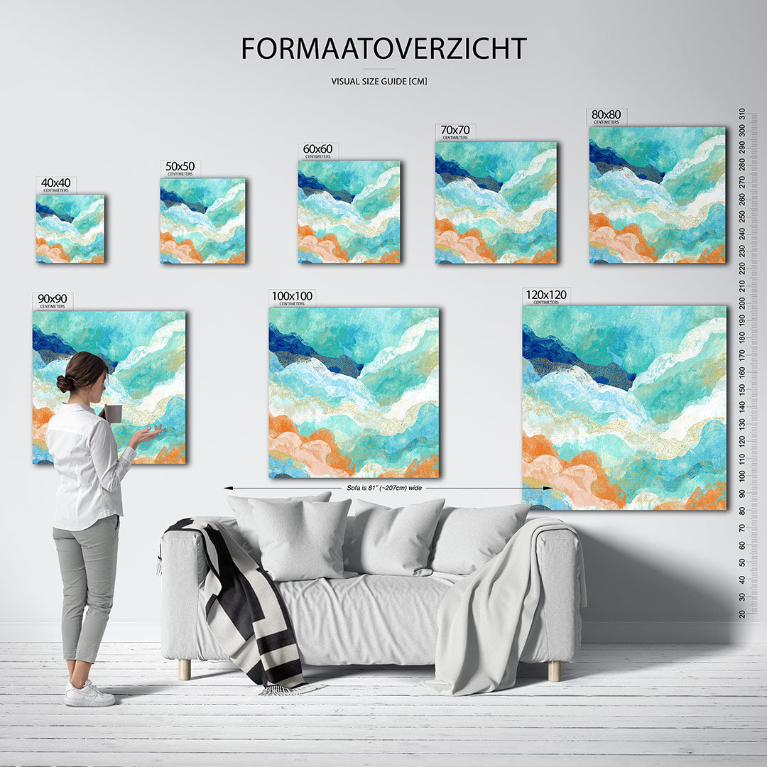 Golvende kleurencompositie Kunstwerk