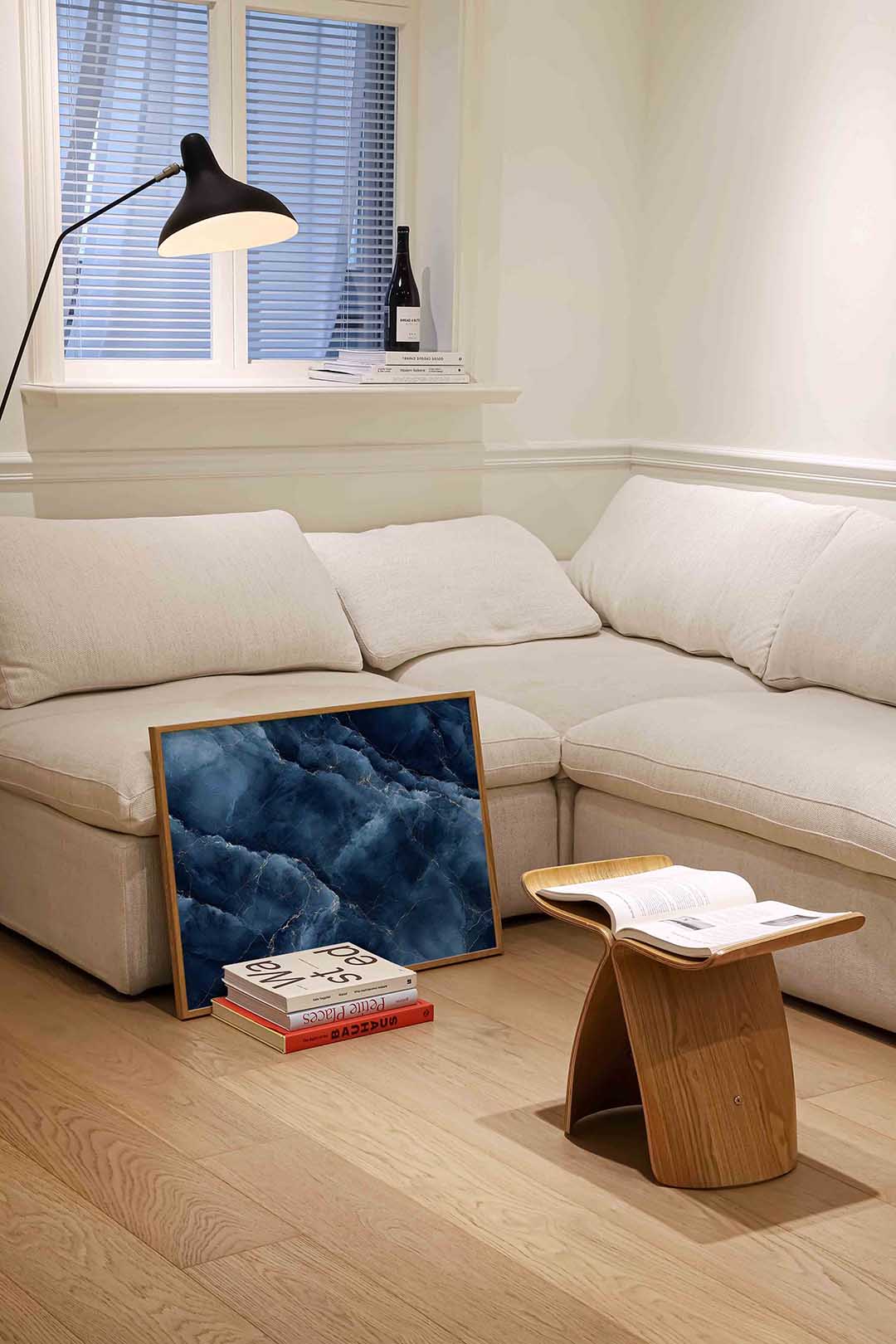Blauw marmer patroon Poster