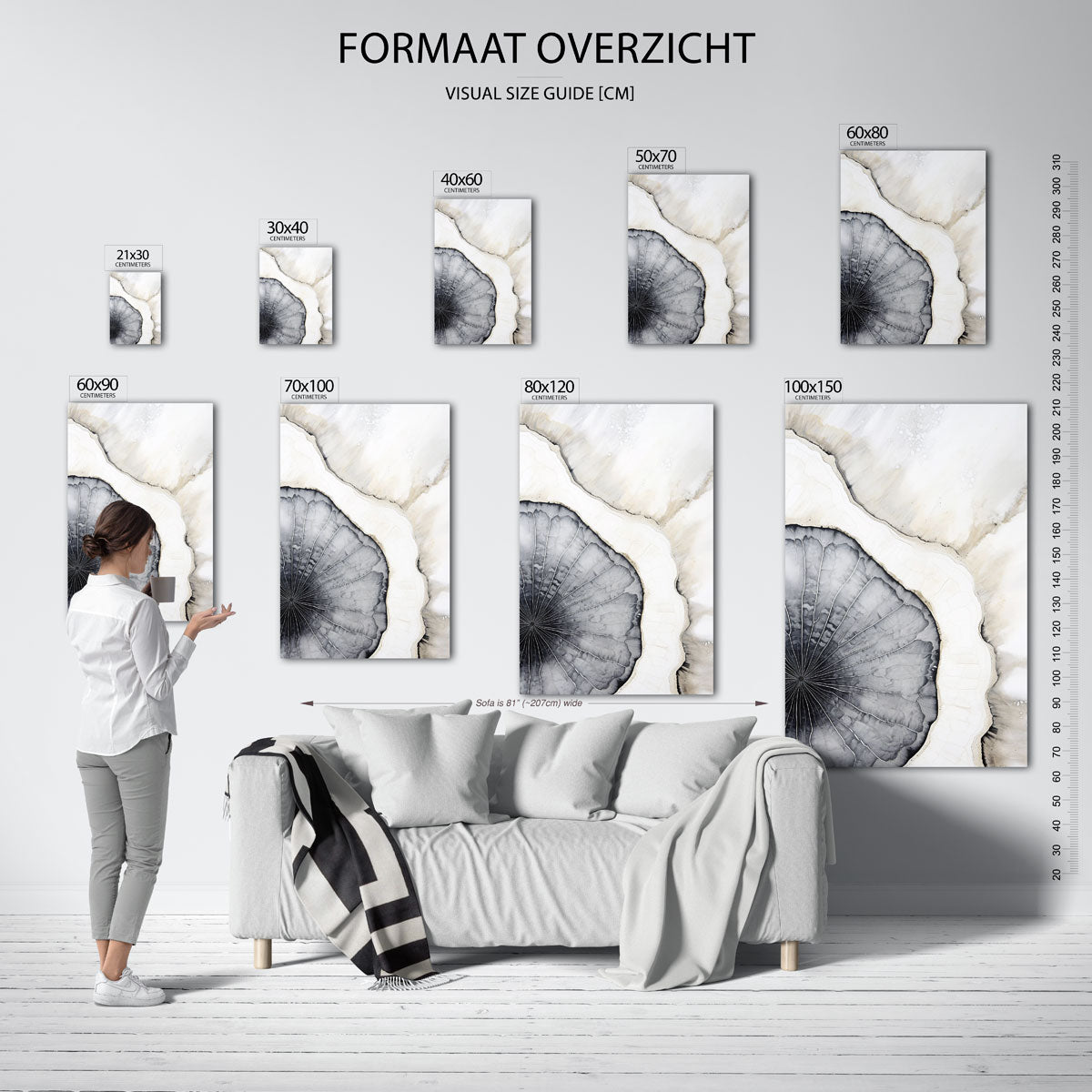 Abstracte zwart wit cirkel Poster