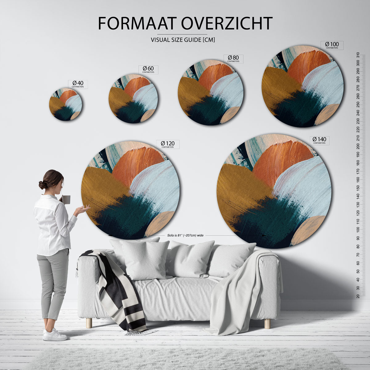 Abstracte penseelstreken Muurcirkel