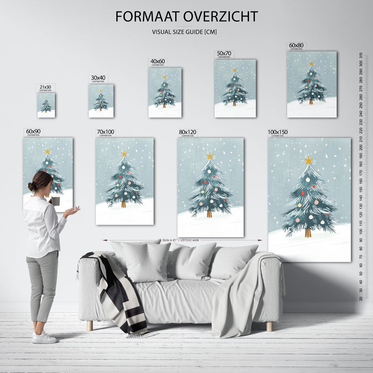 Kerstboom met sneeuw Poster