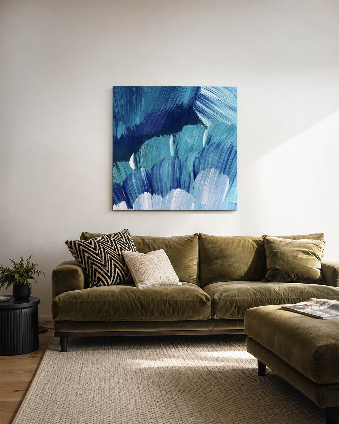 Dynamische blauwe beweging Kunstwerk