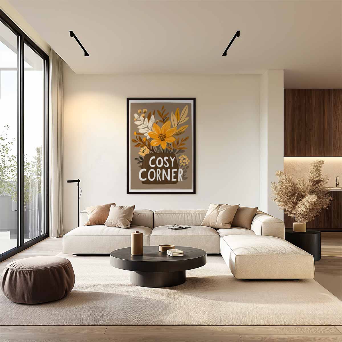 Cosy Corner Bloemenillustratie Kunstwerk-canvas-dibond-plexiglas-wanddecoratie-WallArtistic