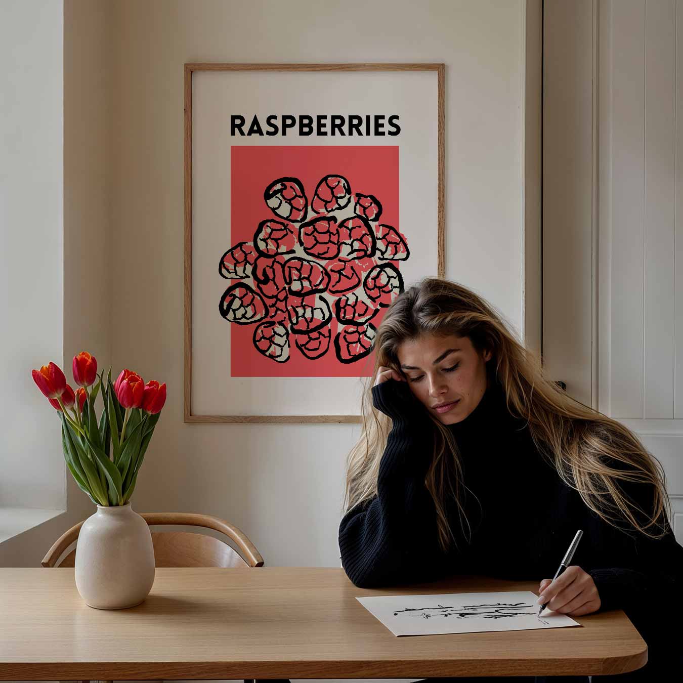 Frisse Frambozen Illustratieposter-WallArtistic