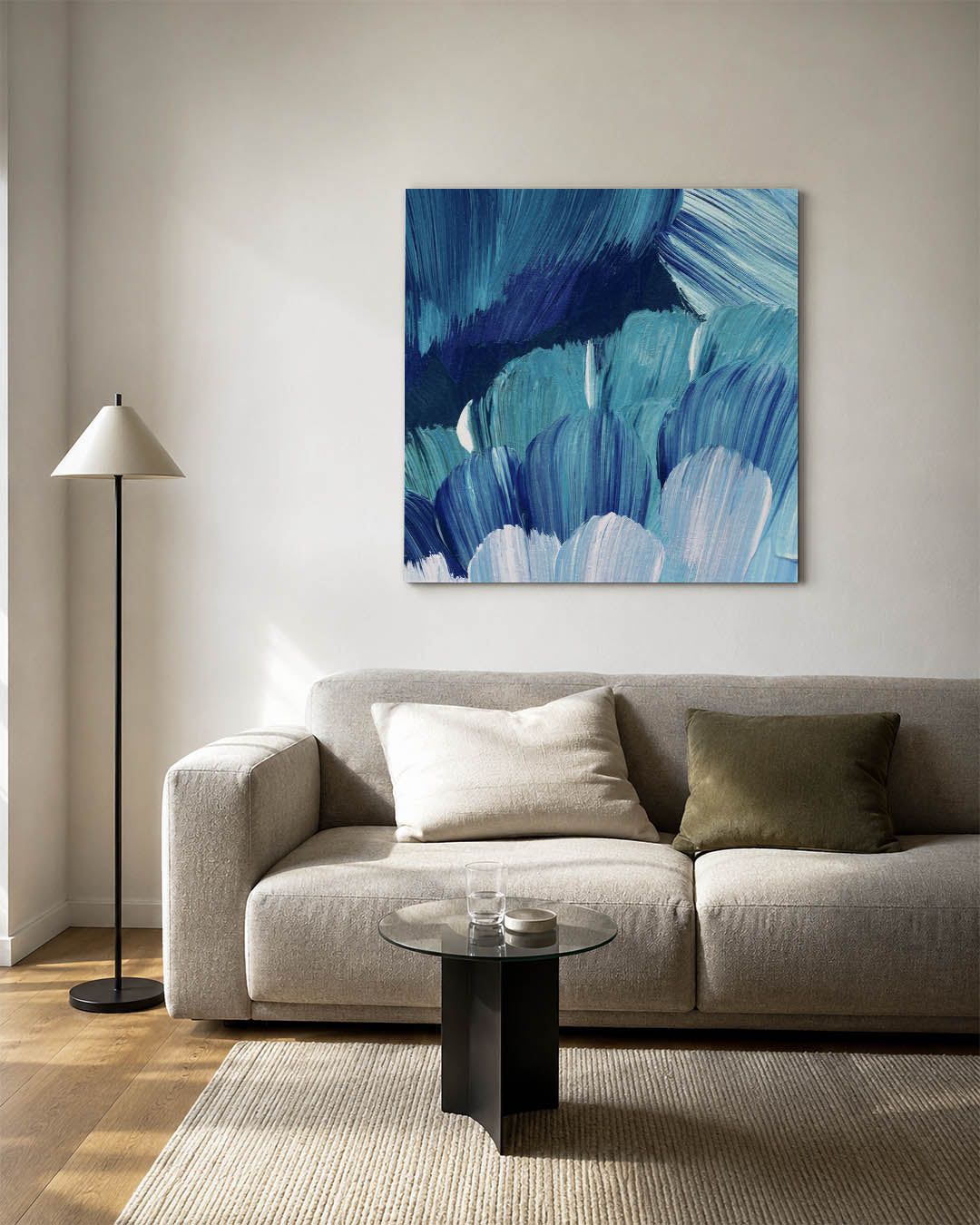 Dynamische blauwe beweging Kunstwerk