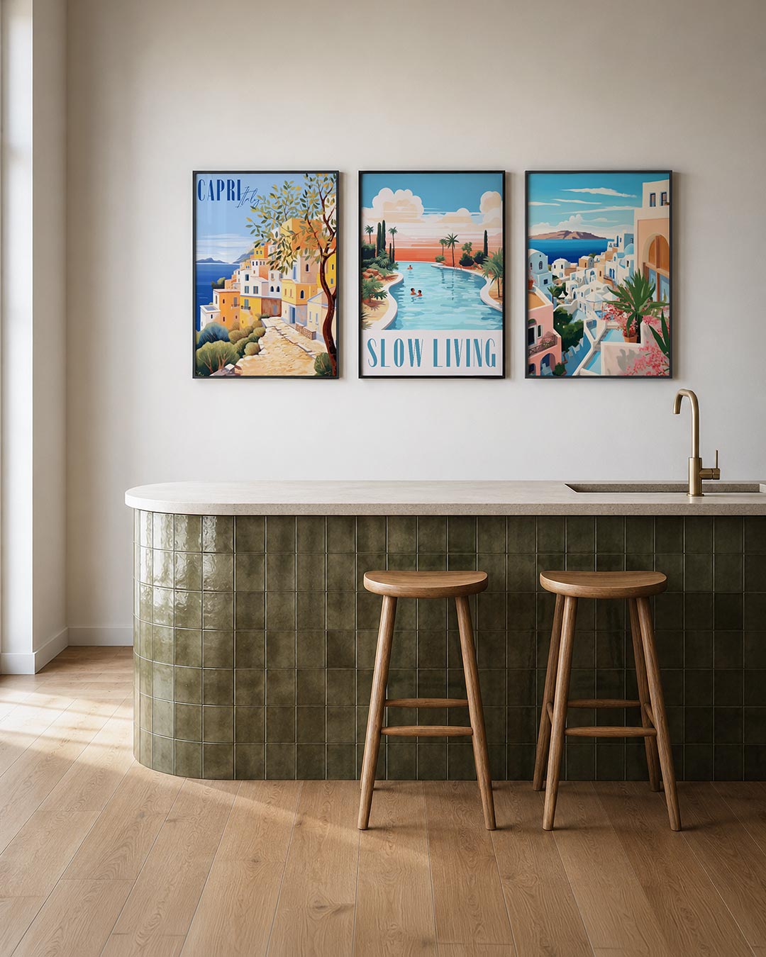 Zonnige kustlijn Posterset