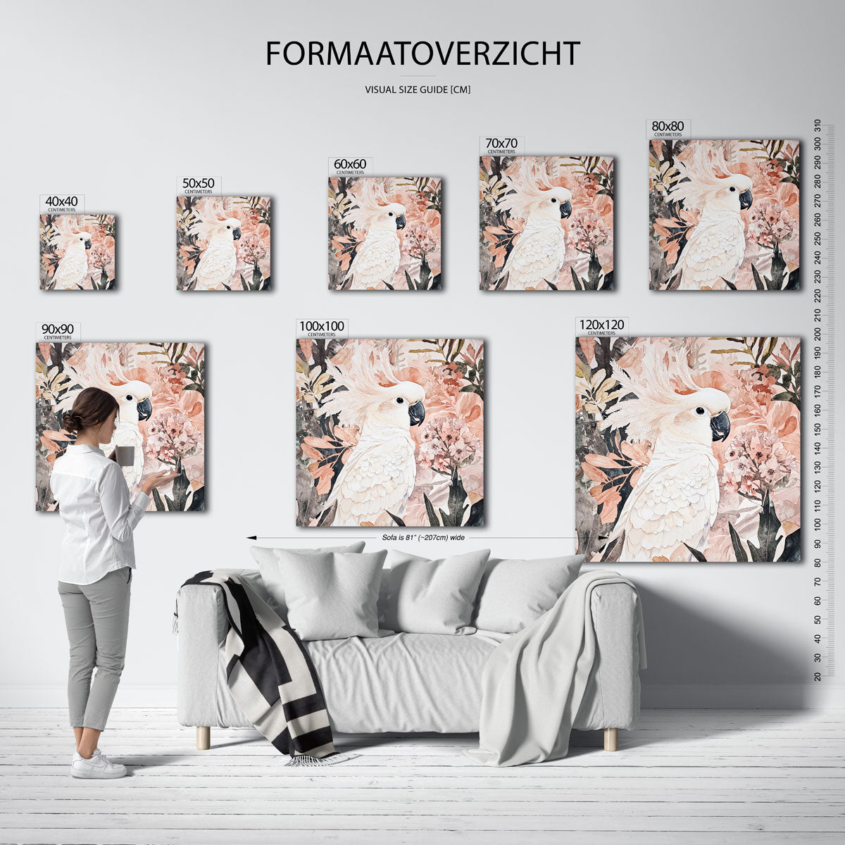 Witte kaketoe met bloemen Poster