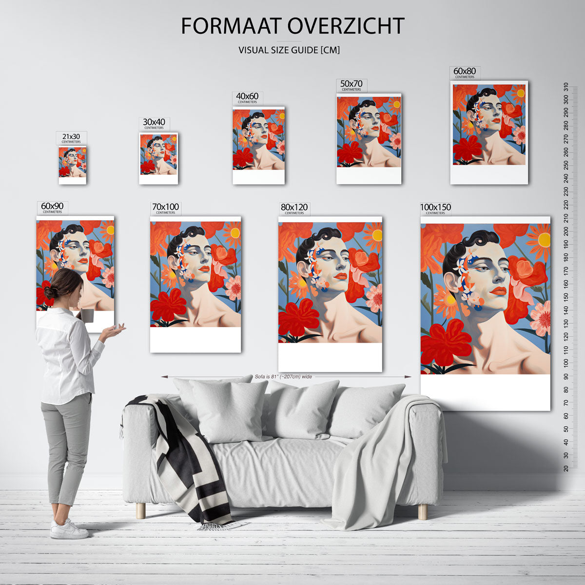 Portret met bloemen Poster