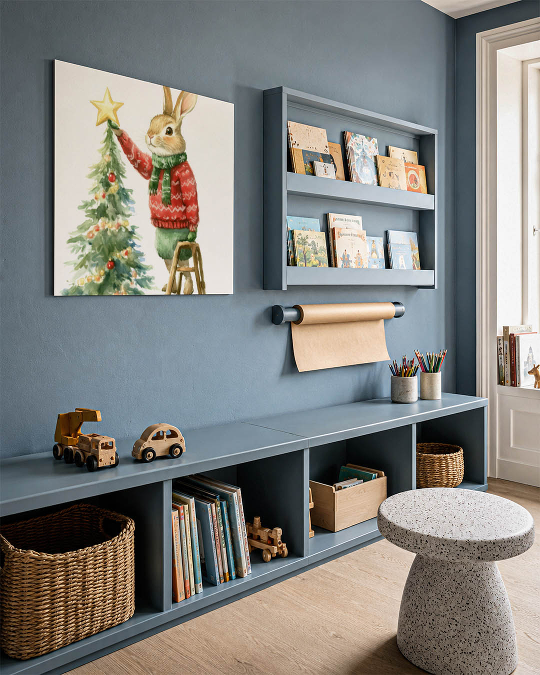 Kerstkonijn met boom Kunstwerk