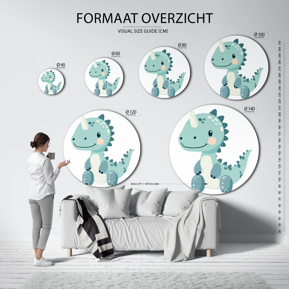 Schattige dinosaurus Muurcirkel