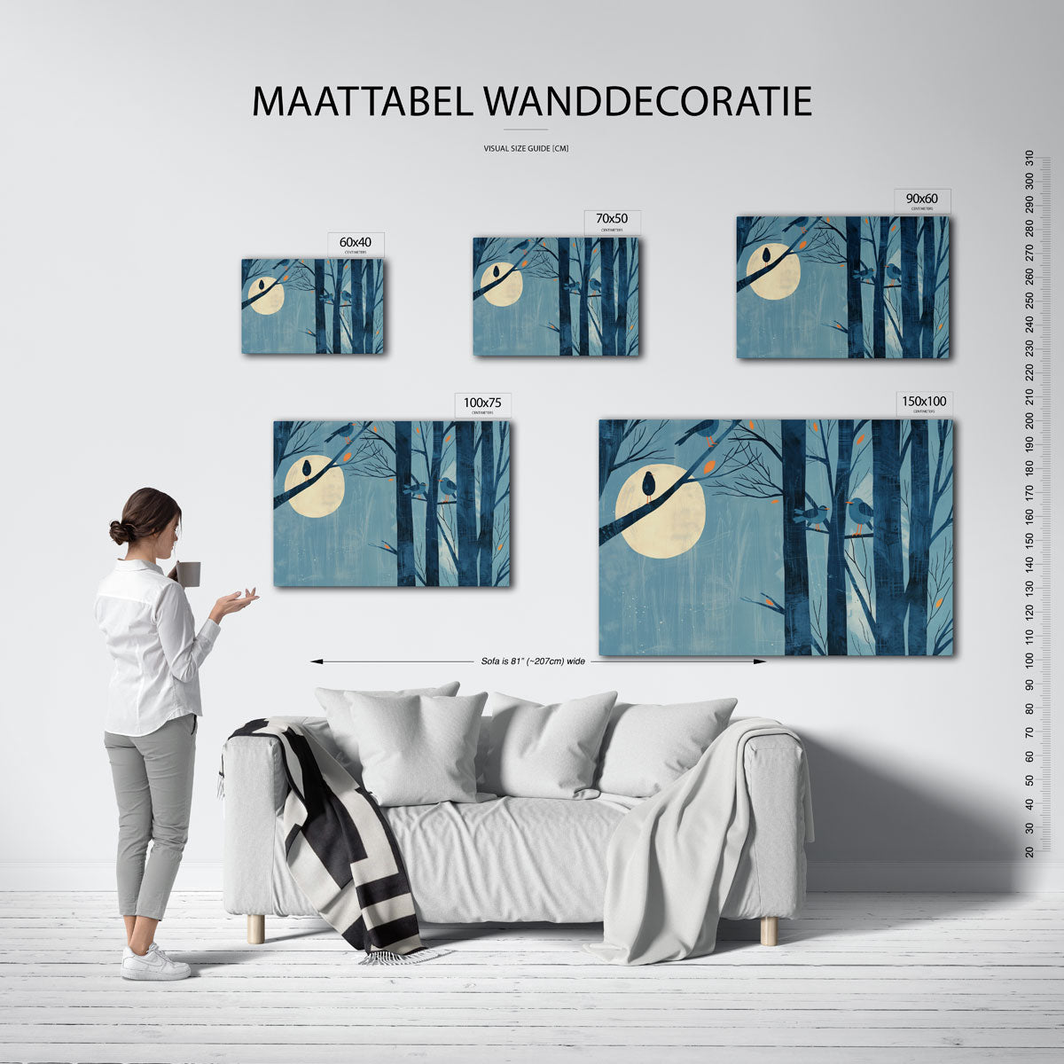 Maanlicht bosvogels Kunstwerk