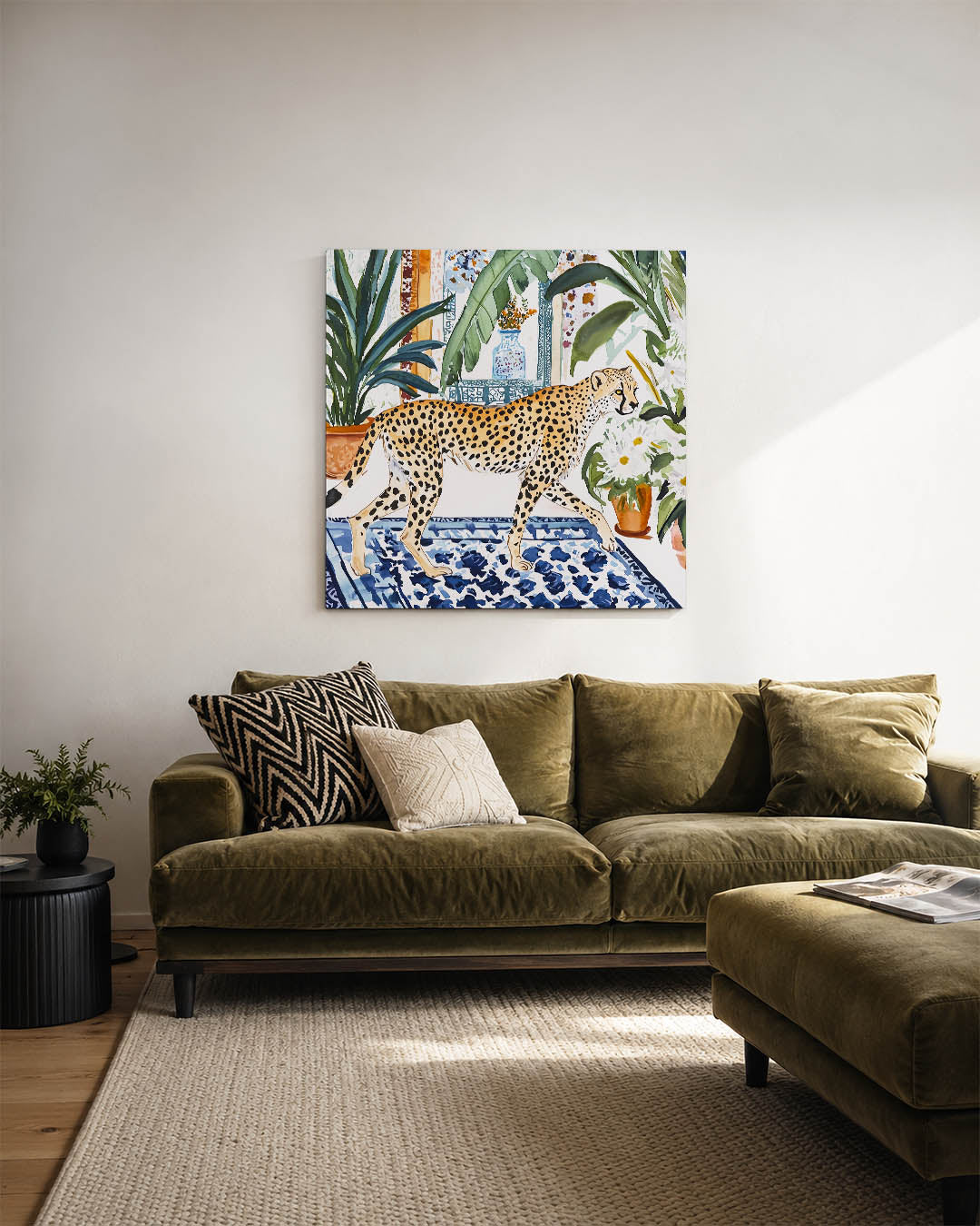 Luipaard in interieur Kunstwerk