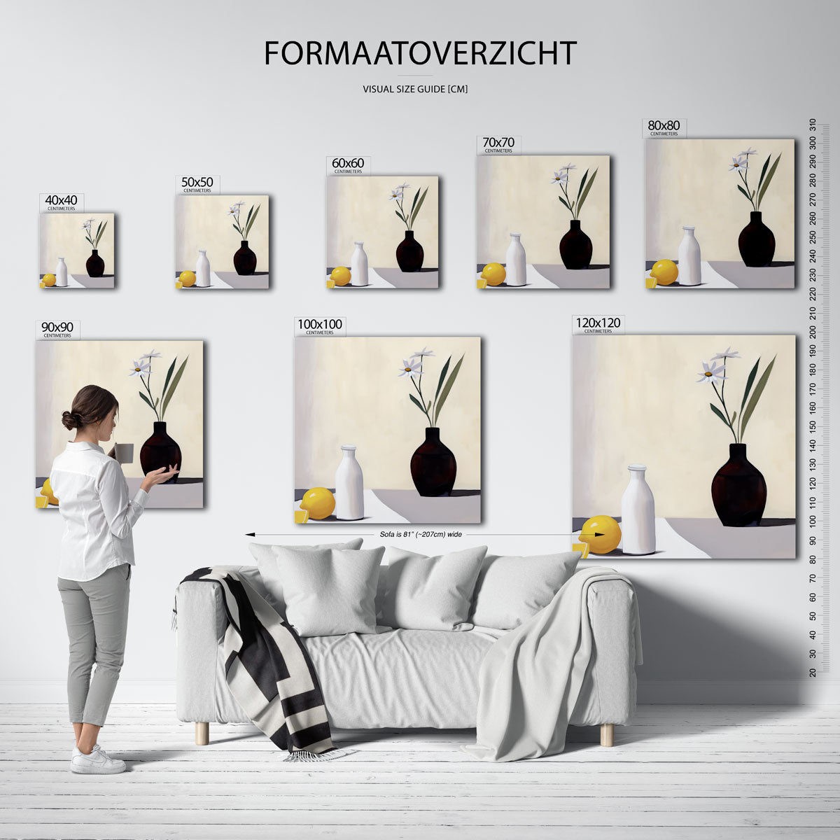 Stilleven met vaas en citroen Poster