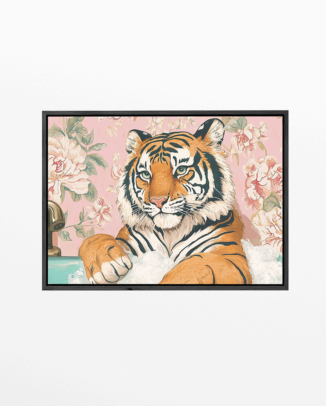 Tijger in bloemenbad Kunstwerk