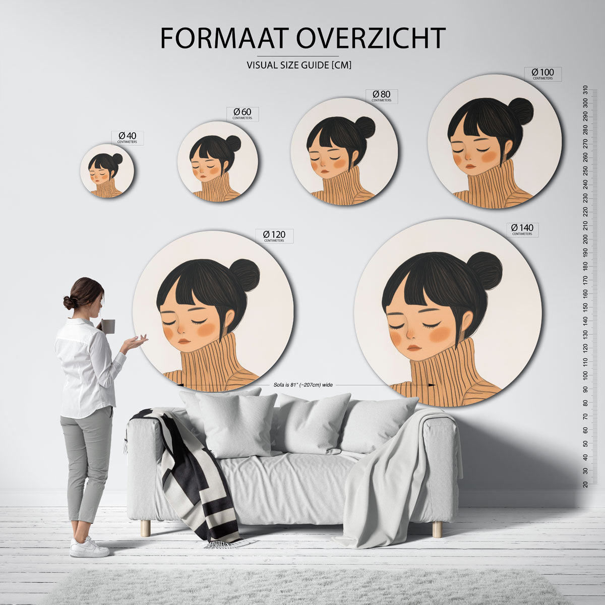 Portret met gesloten ogen Muurcirkel