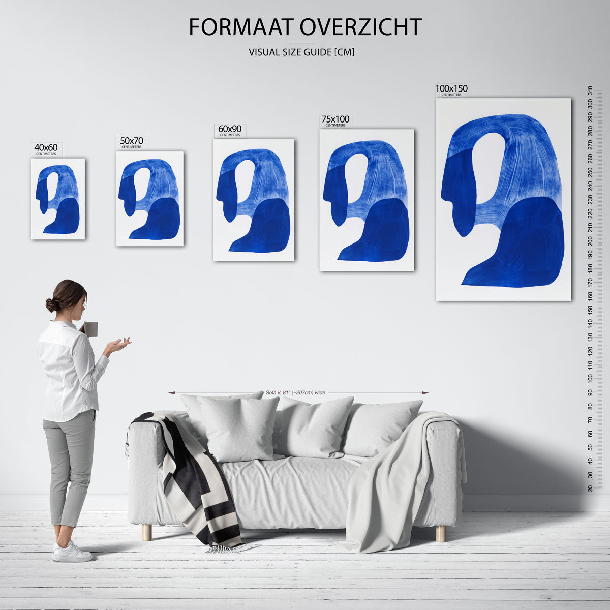 Organische blauwe vormen Kunstwerk