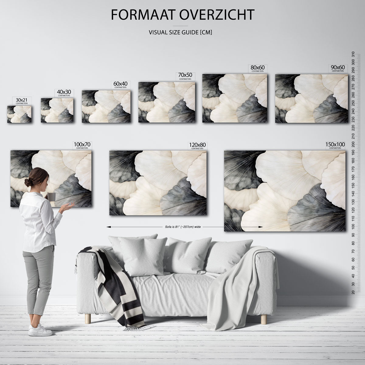 Bloemvormen in zwart en wit Poster