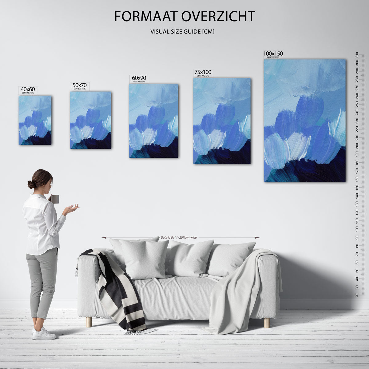 Dynamische blauwtinten Kunstwerk
