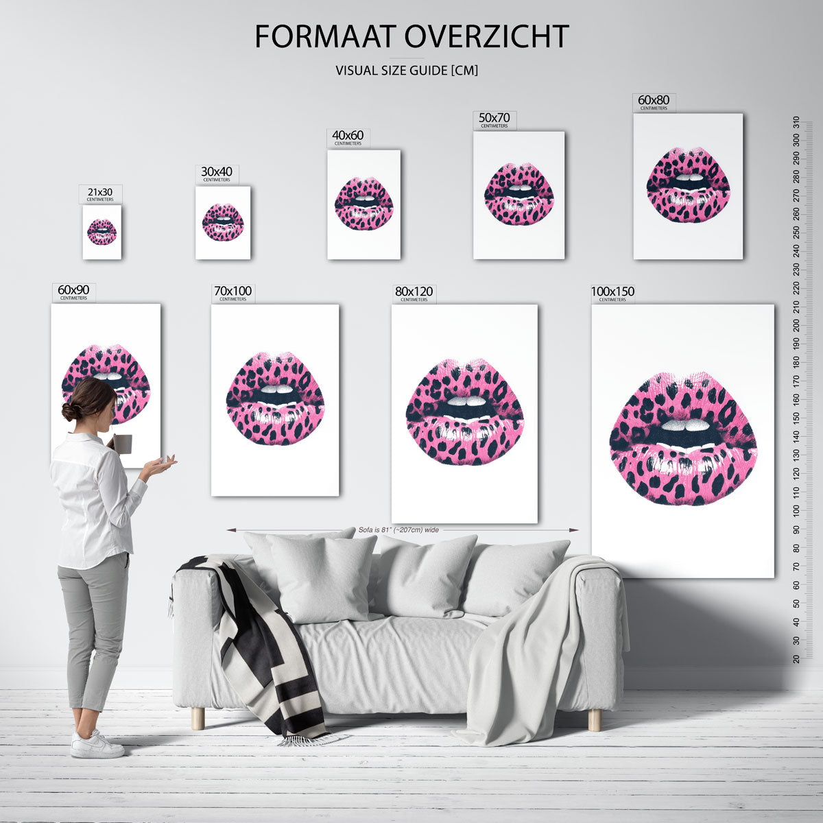 Roze lippen met stippen Poster