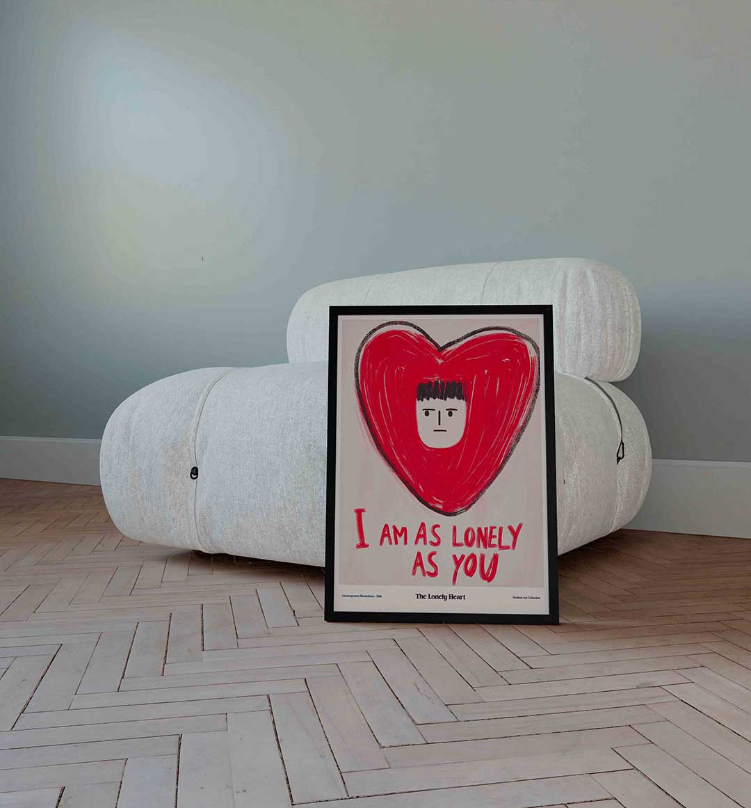 Rood hart met gezicht Poster