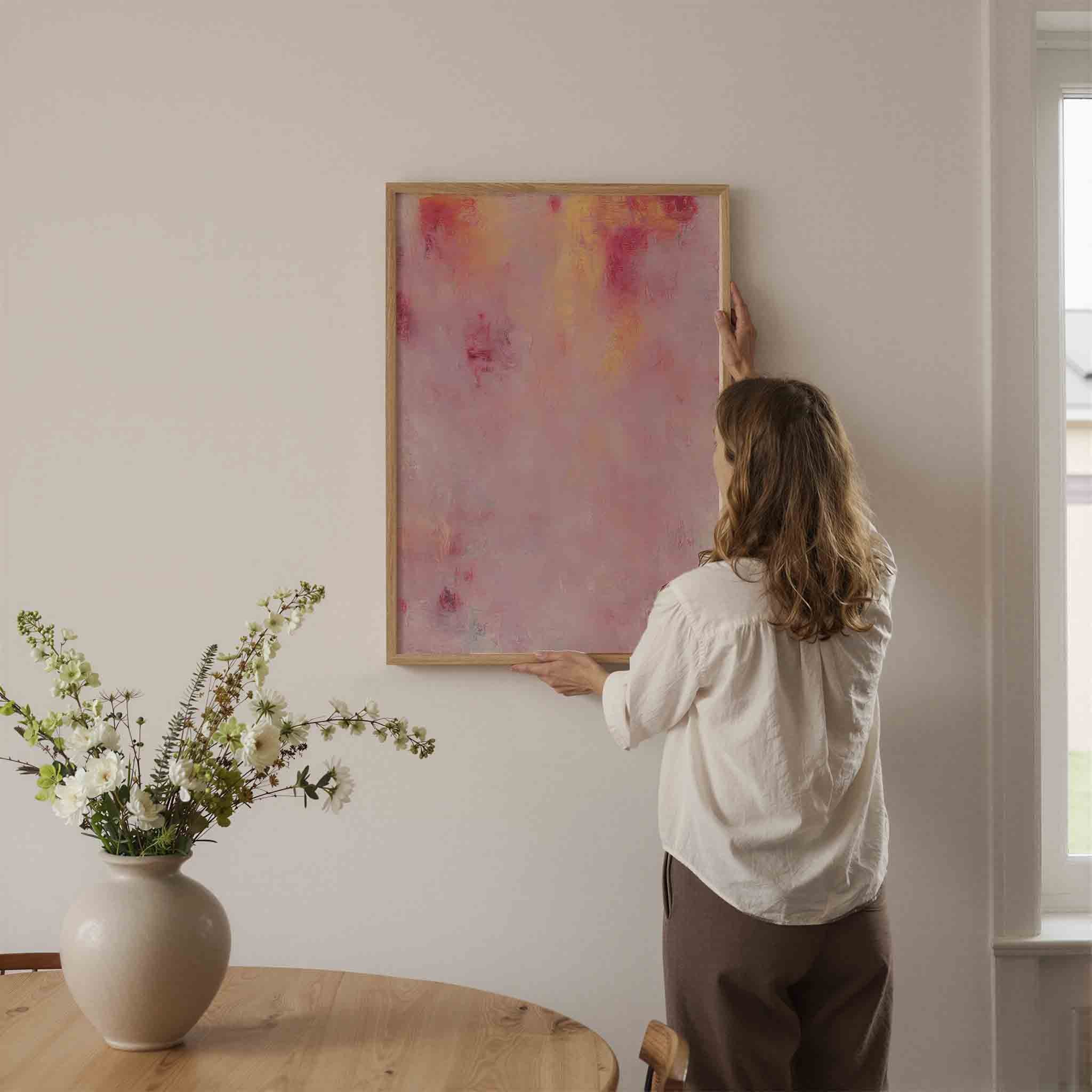 Roze en gele abstracte Poster