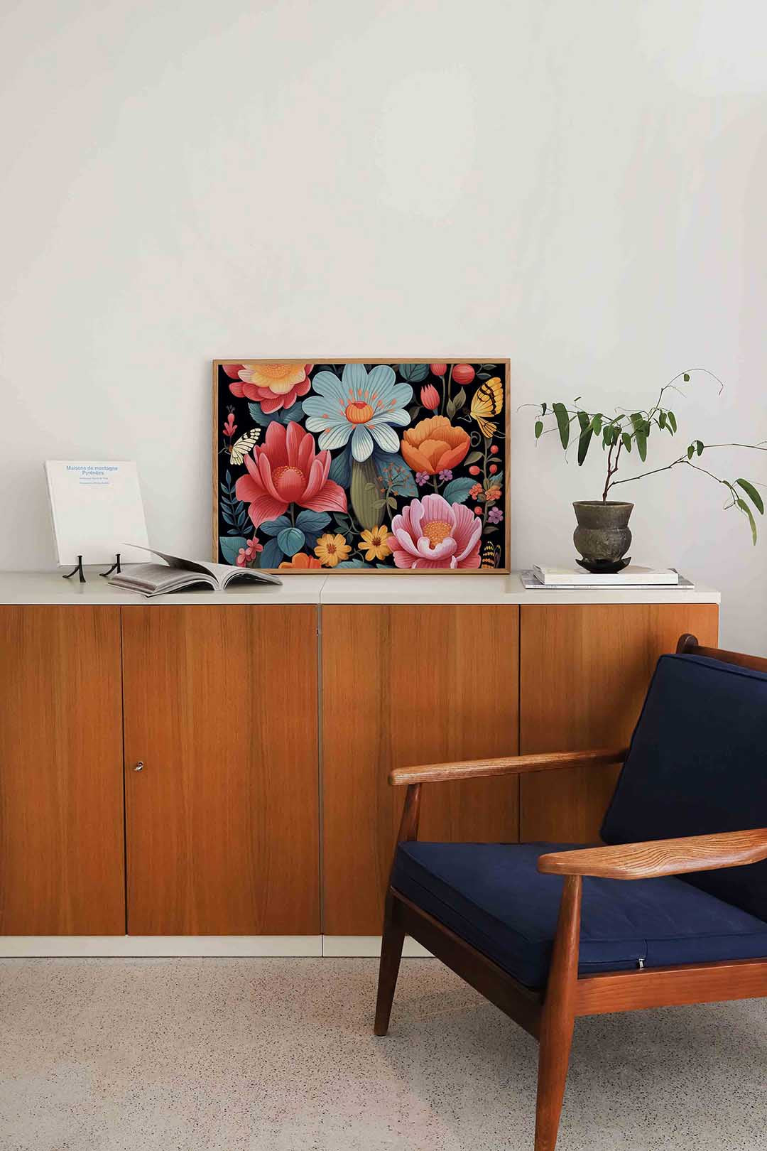 Bloemen en vlinders Poster