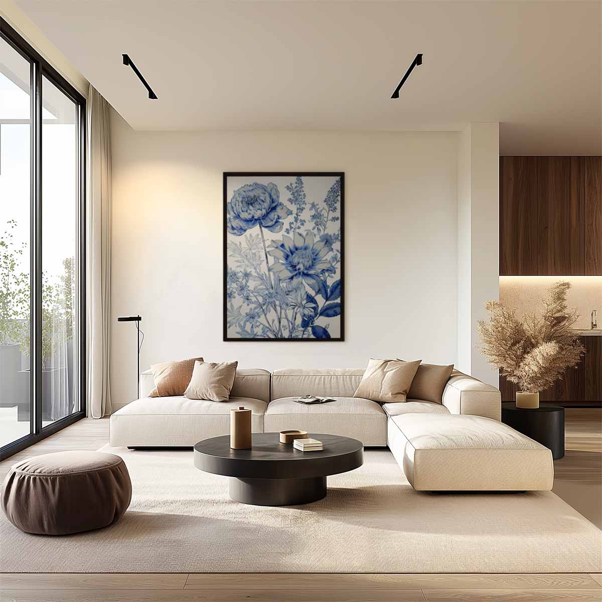 Bloeiende Blauwdruk Kunstwerk-canvas-dibond-plexiglas-wanddecoratie-WallArtistic