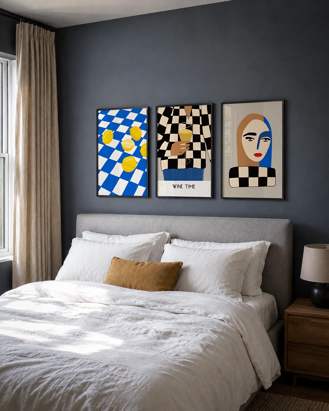 Citroenen op ruitpatroon Posterset
