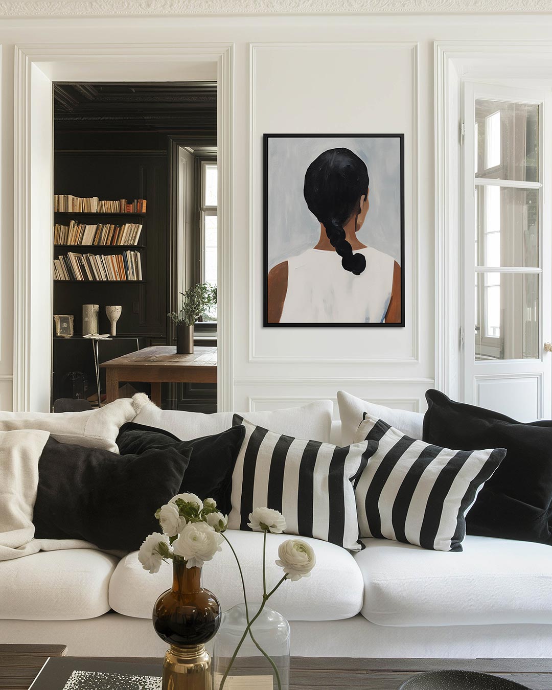 Vrouwelijke silhouet achteraanzicht Kunstwerk