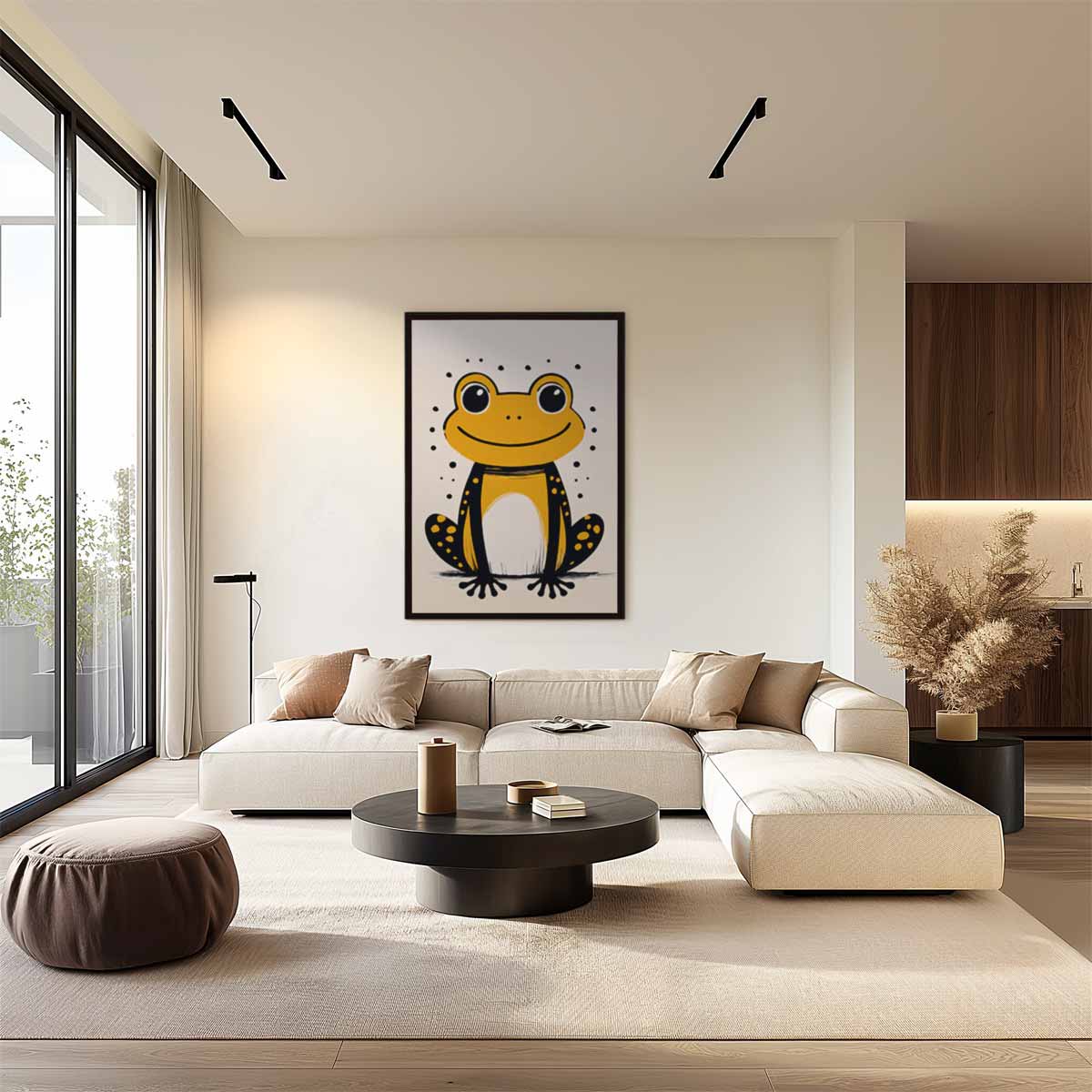 Vrolijke Kikker Illustratie Kunstwerk-canvas-dibond-plexiglas-wanddecoratie-WallArtistic