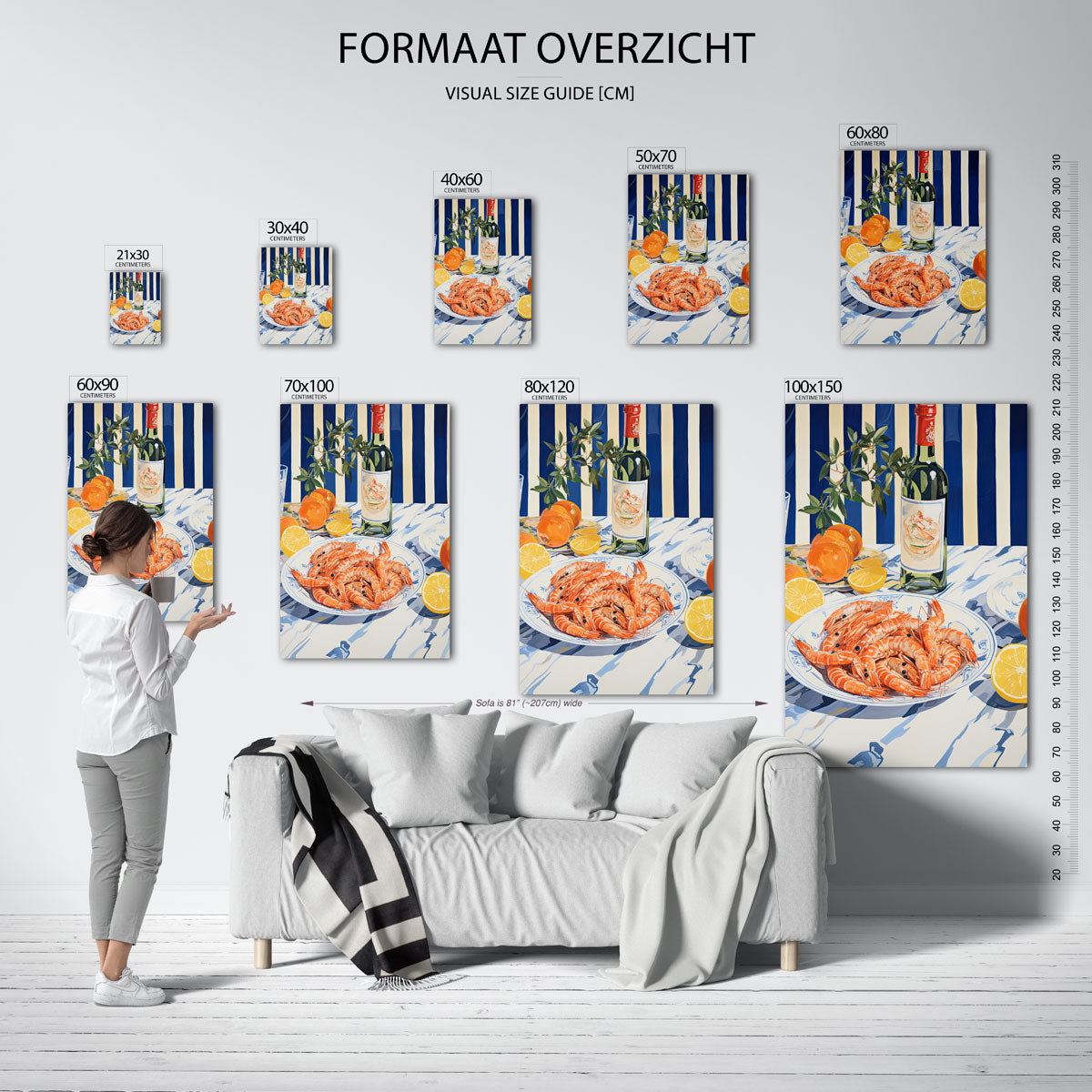 Garnalen en wijn Poster