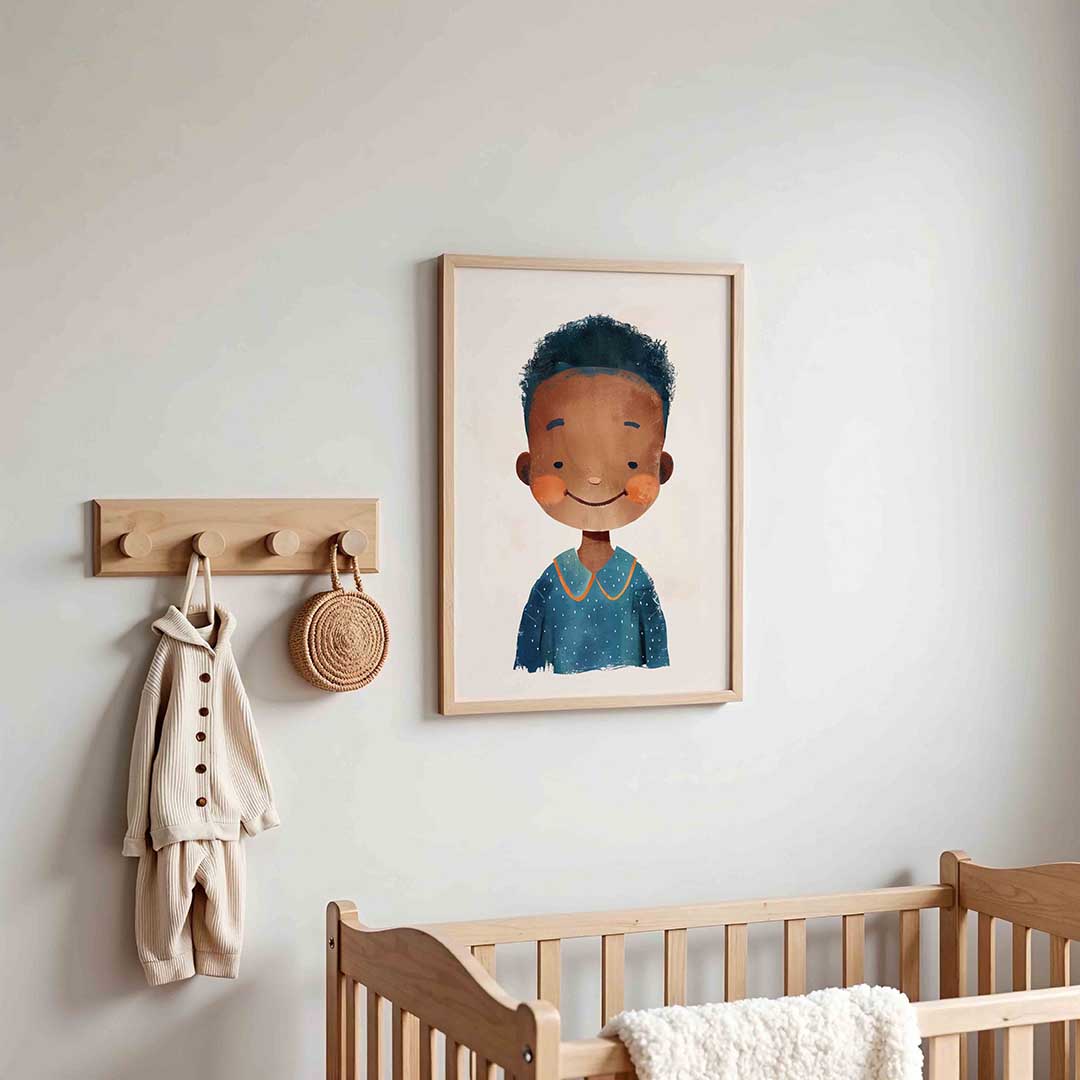 Jongen met blauwe trui Poster