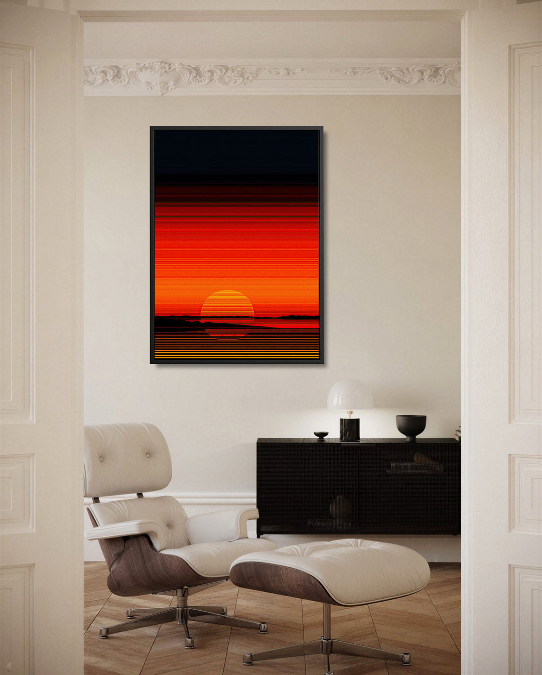 Horizontale zonsondergang Kunstwerk