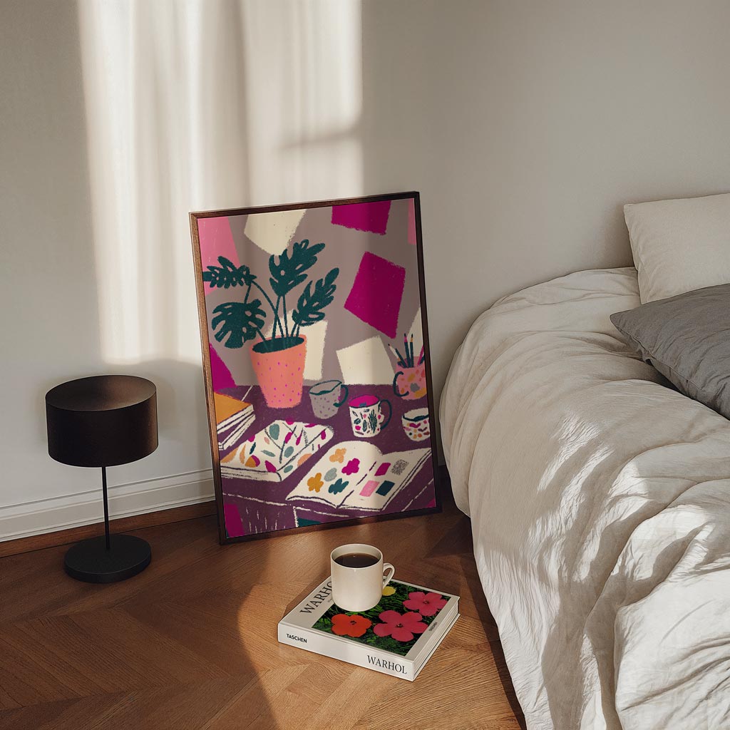 Creatieve Werkplek met Kleuren en Patronen Poster-WallArtistic