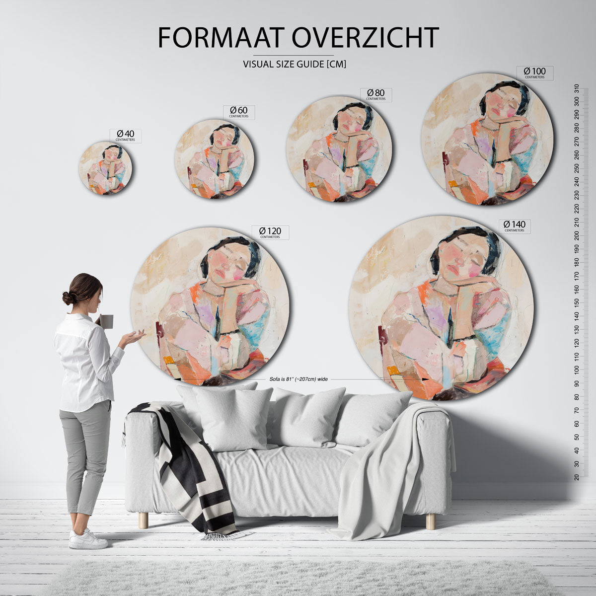 Dromerige vrouw Muurcirkel