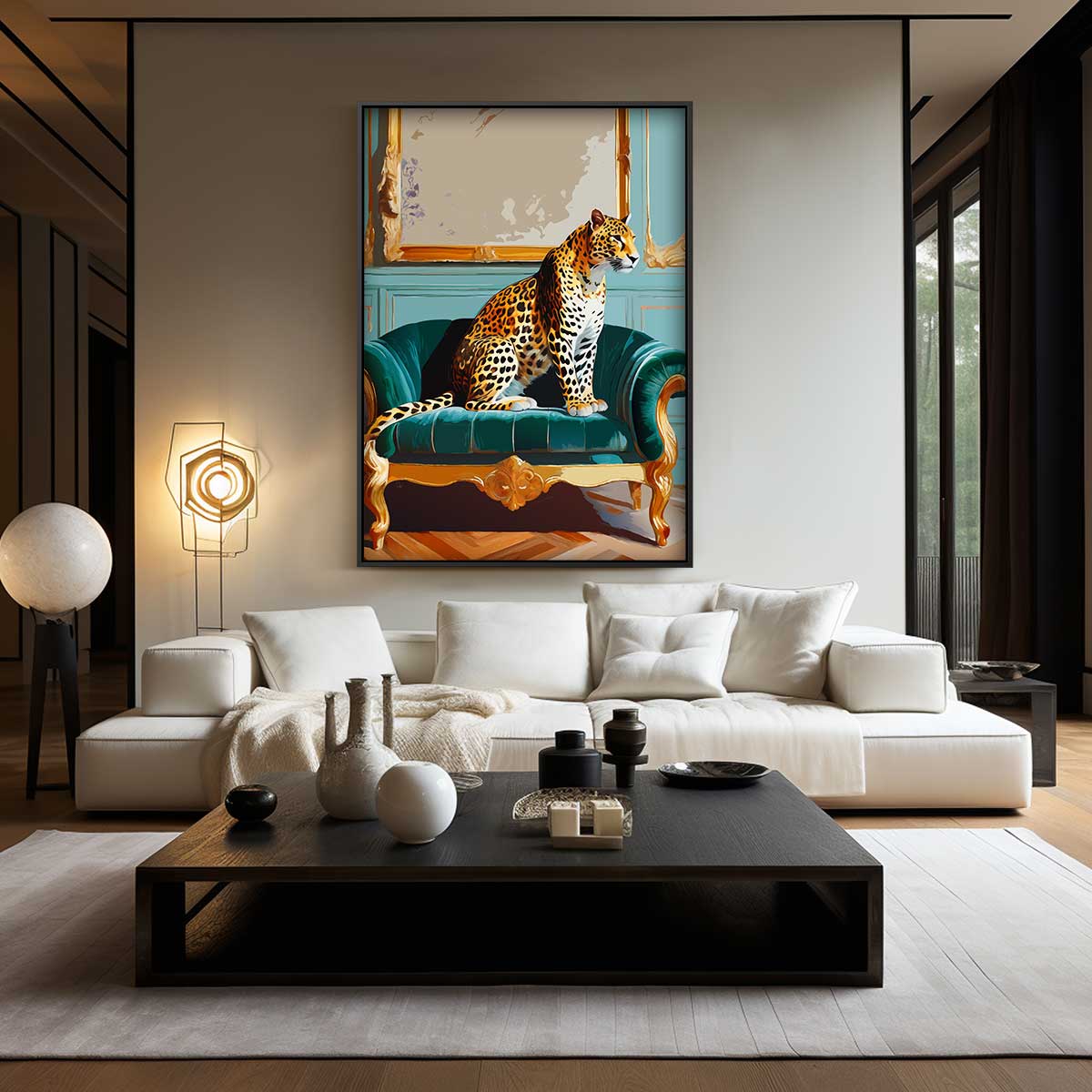 Luxurious Leopard on Chic Sofa Artwork