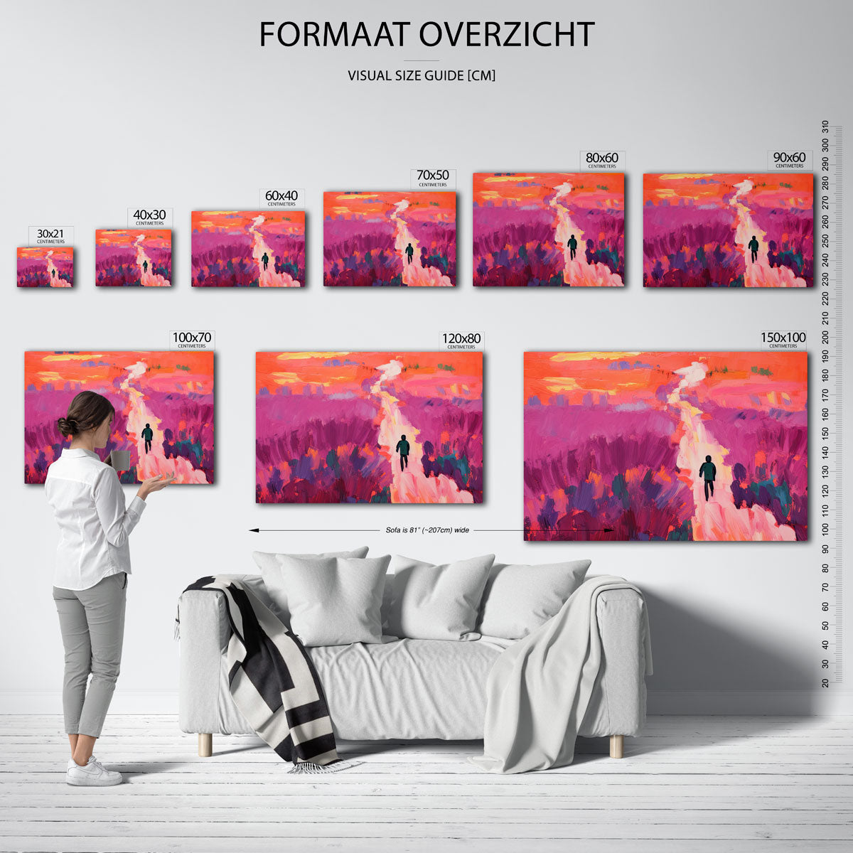 Wandelaar in kleurrijk landschap Poster