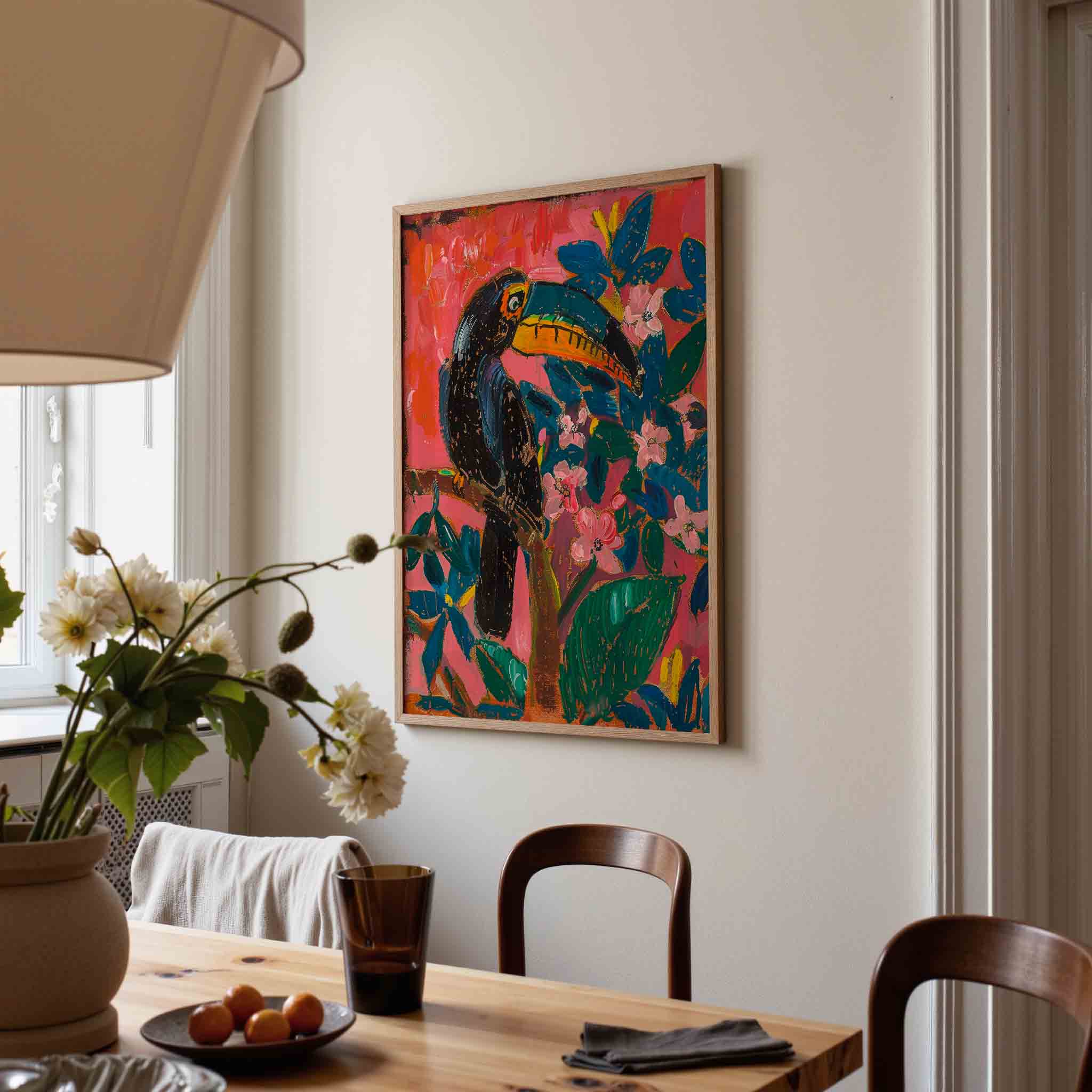 Toekan en bloemen Poster