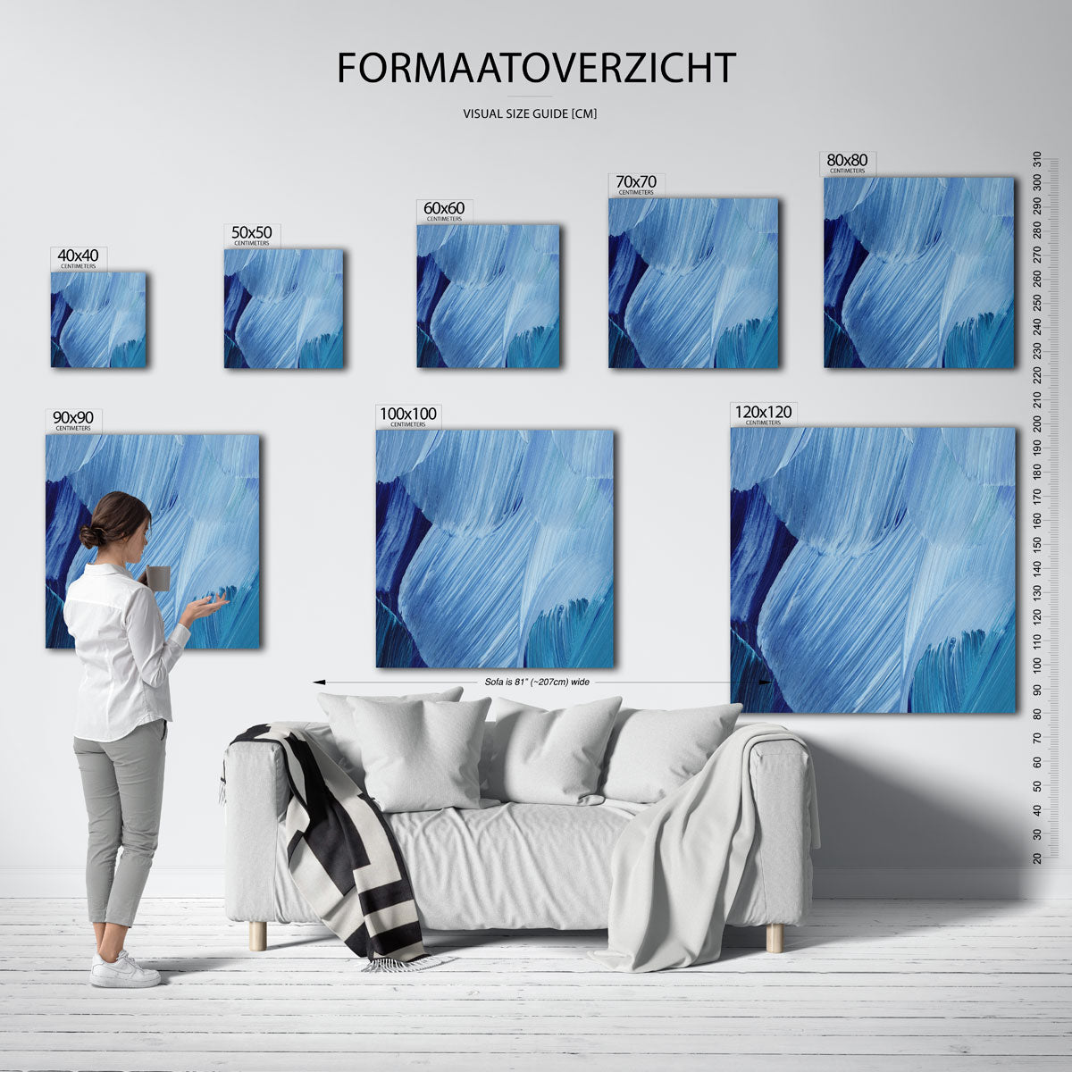 Blauwe penseelstreken Poster