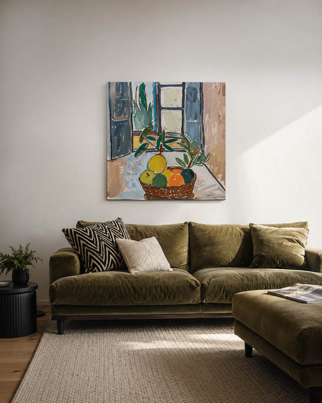 Fruitmand bij raam Kunstwerk