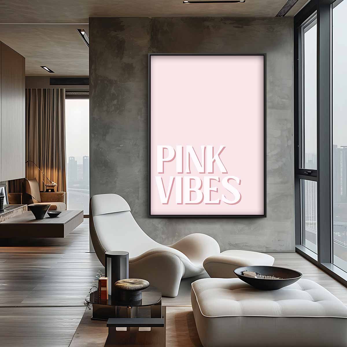 Pink Vibes Poster Kunstwerk-canvas-dibond-plexiglas-wanddecoratie-WallArtistic