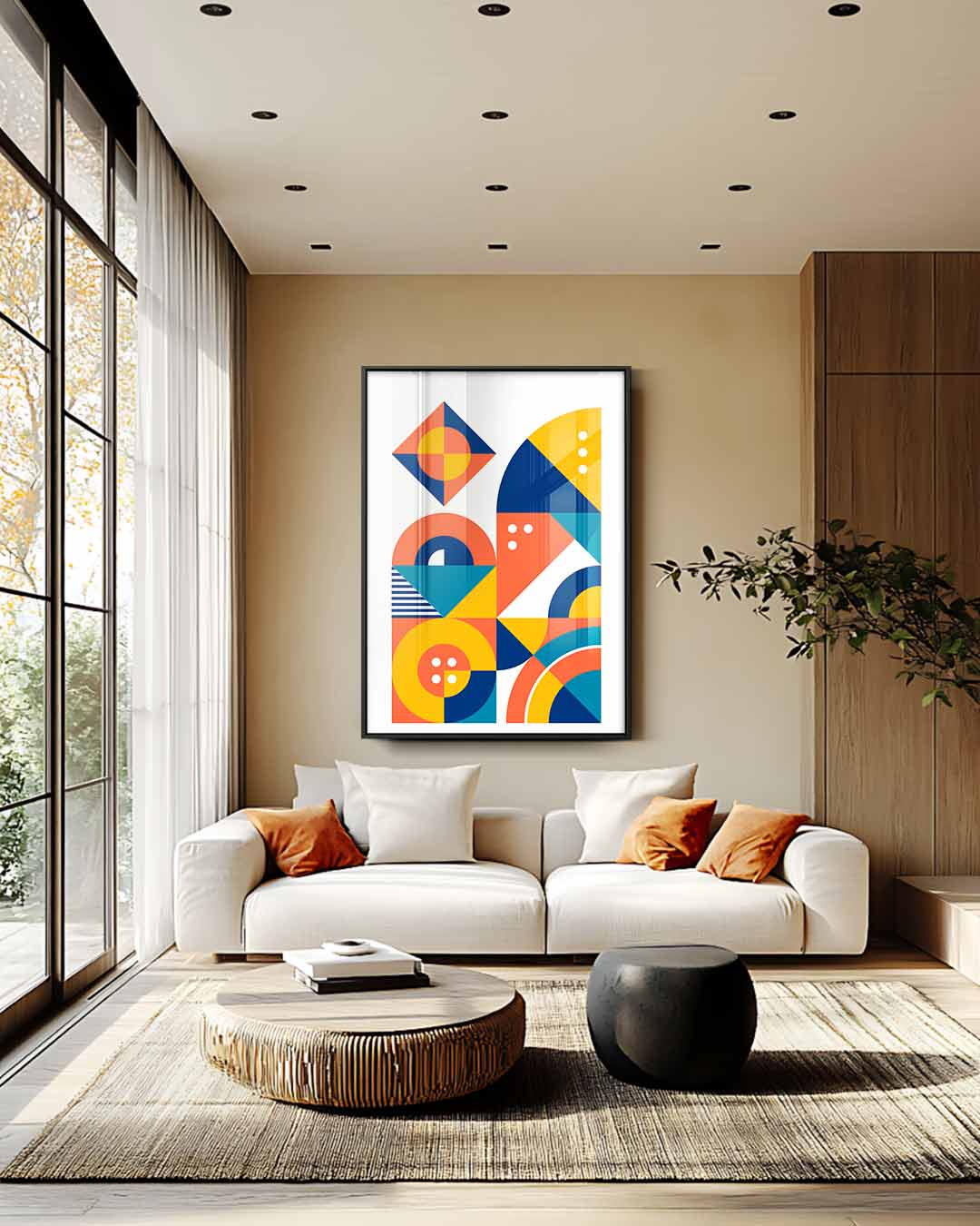 Energiek Geometrisch Canvas Kunstwerk-canvas-dibond-plexiglas-wanddecoratie-WallArtistic