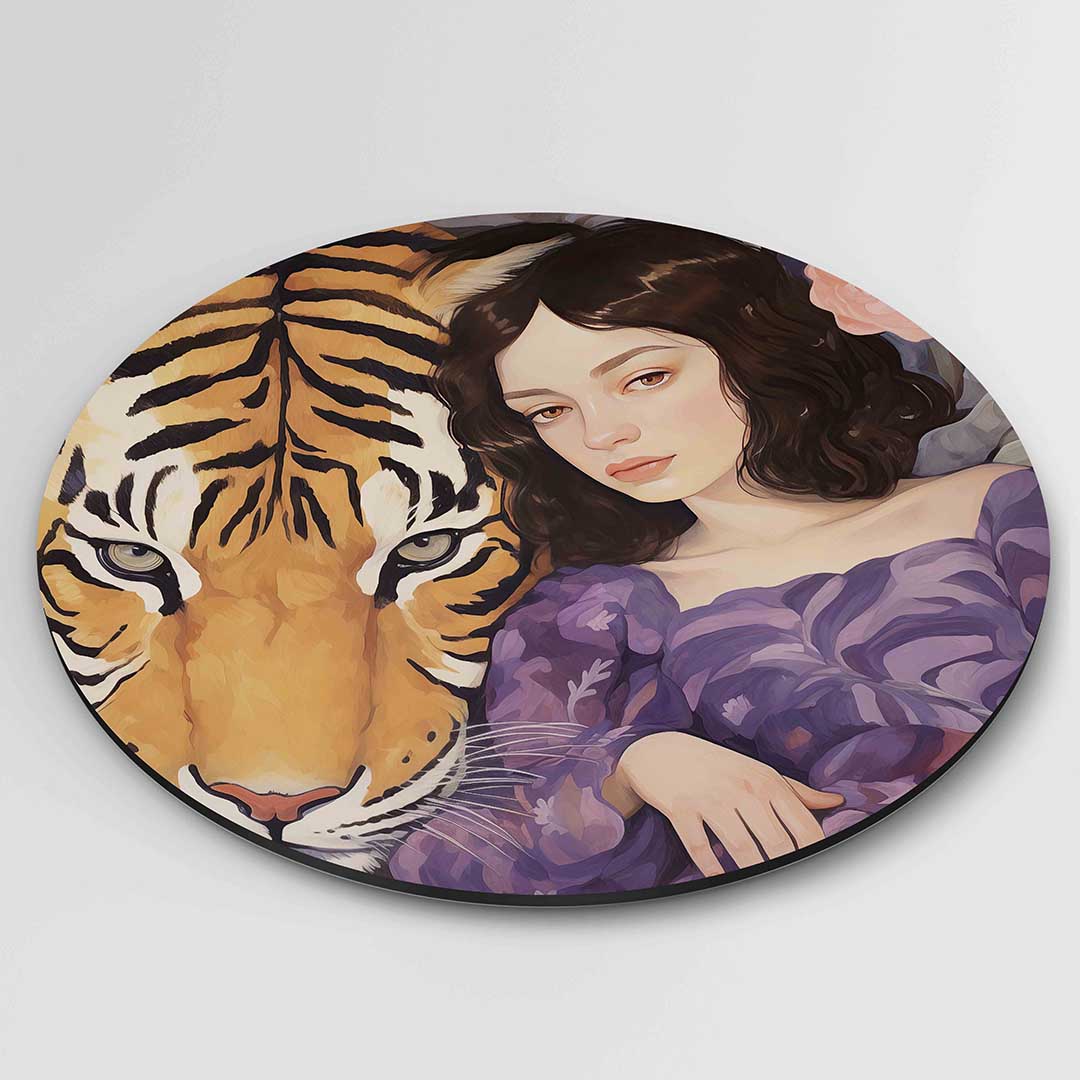 Tijger en vrouw Muurcirkel
