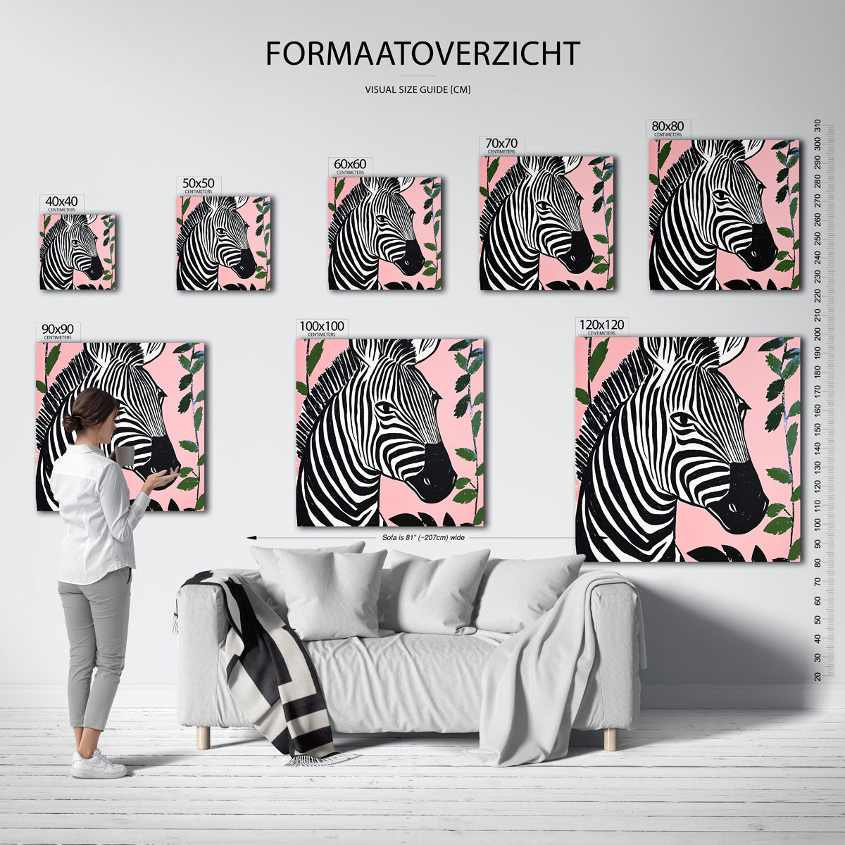 Zebra op roze Poster