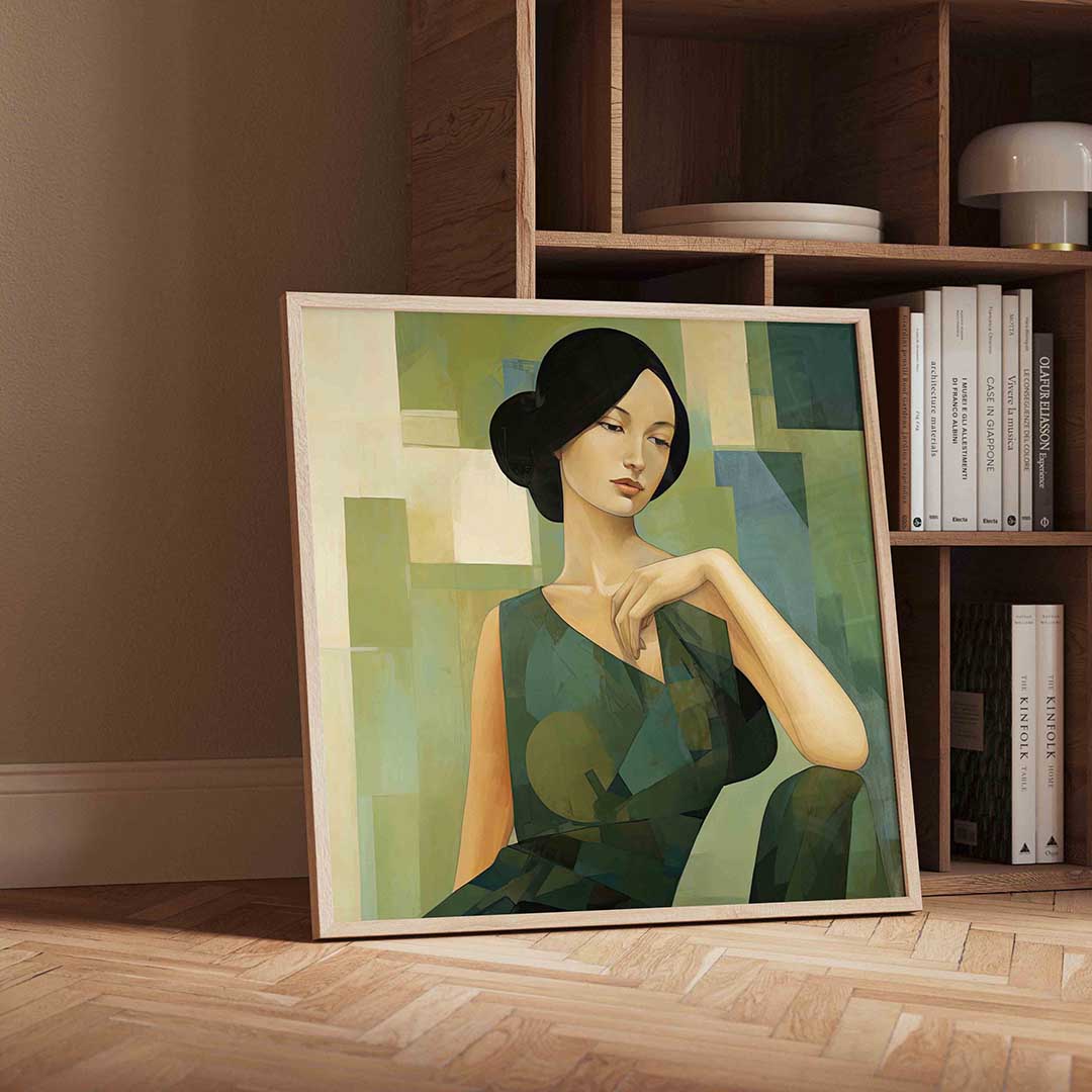 Vrouw in groene tinten Poster