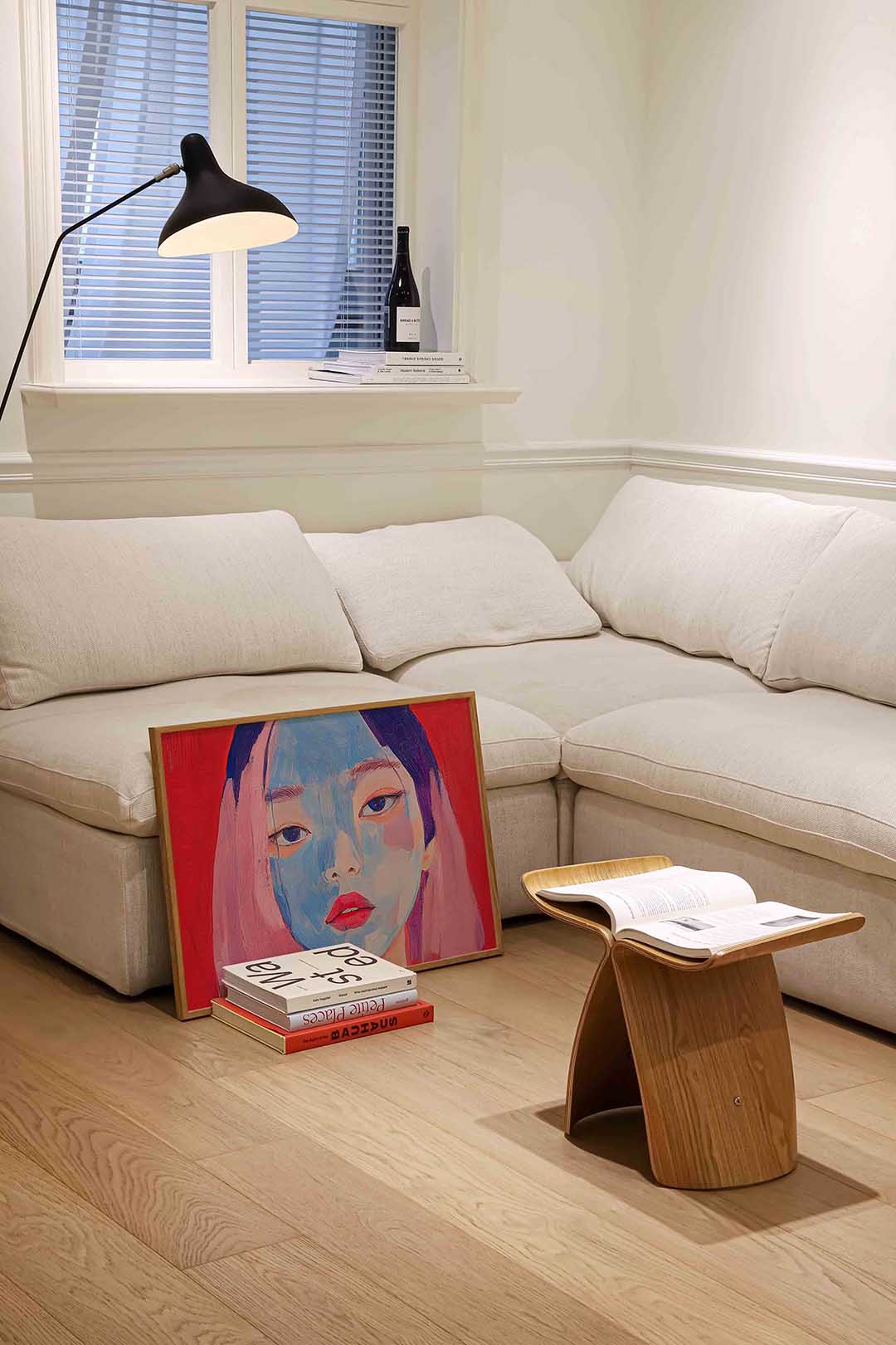 Portret met blauwe en roze tinten Poster