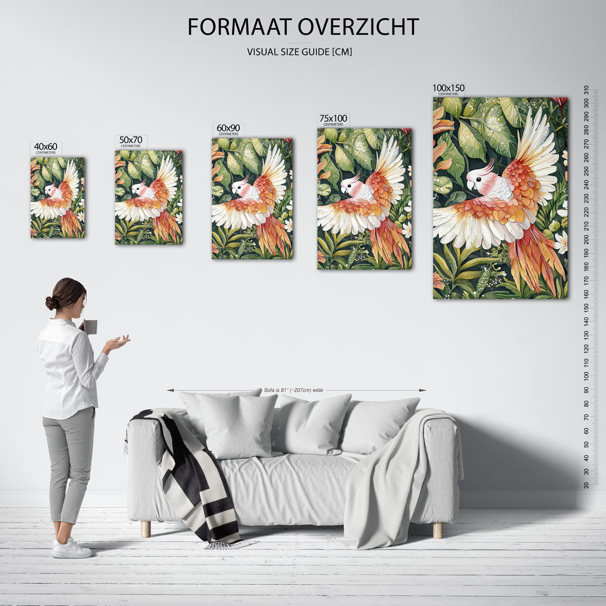 Vogels en bladeren Kunstwerk