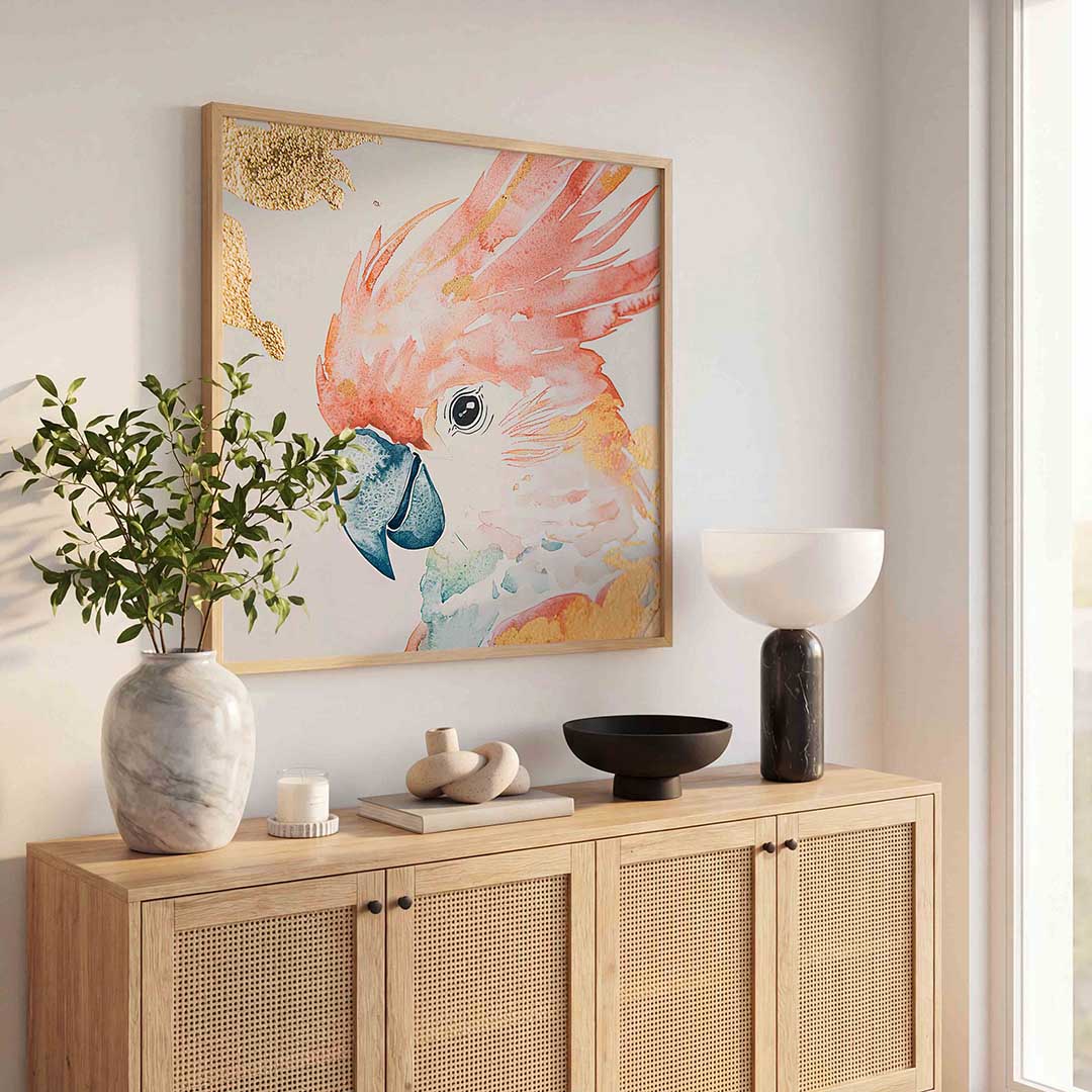 Papegaai met gouden accenten Poster